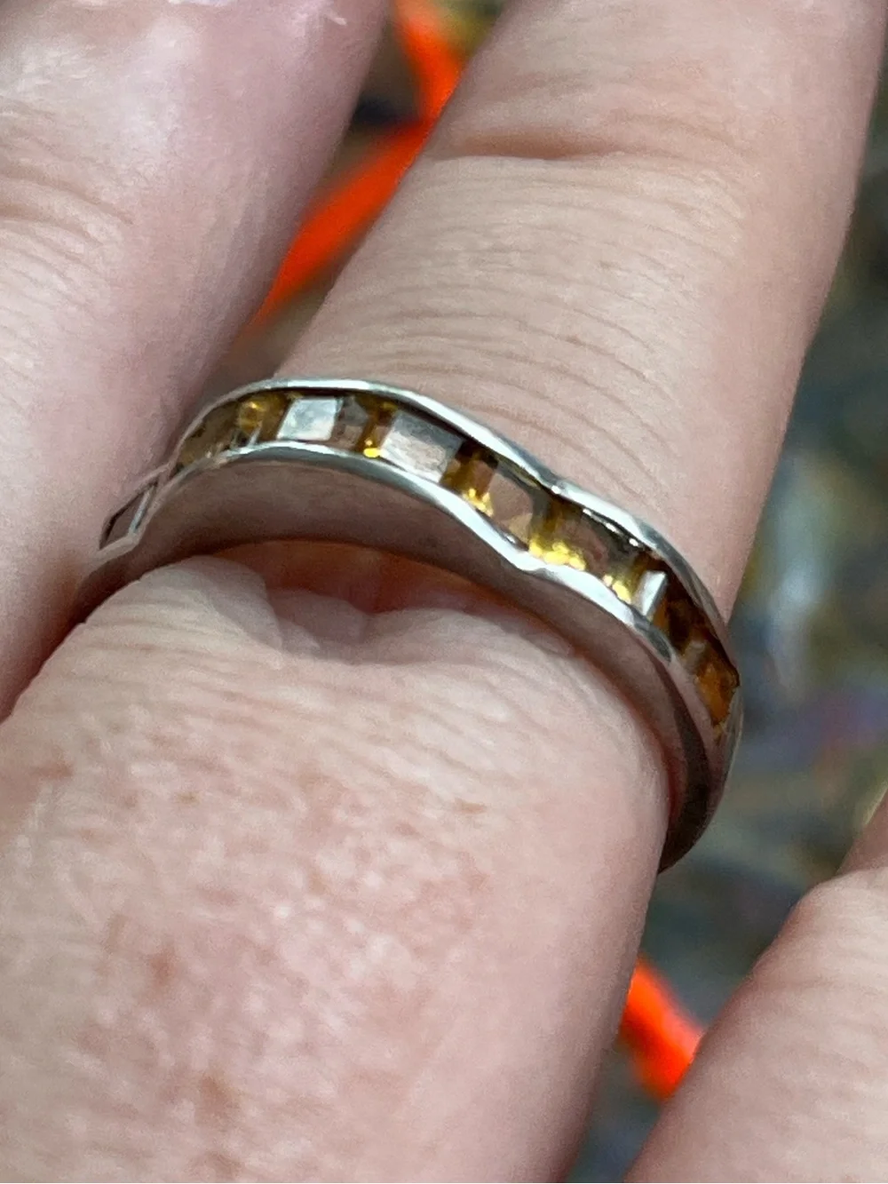 Vintage Sterling Silver 925 Citrine Channel Cut Size 7.5 Ring - Picture 3 of 7